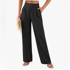 Classic High-Waist Wide-Leg Pants - Black